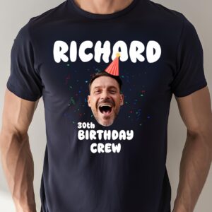 Custom Birthday Photo Name Shirt - Personalized Face & Name Birthday Tee, Unique Birthday Gift, Custom Photo Party T-Shirt