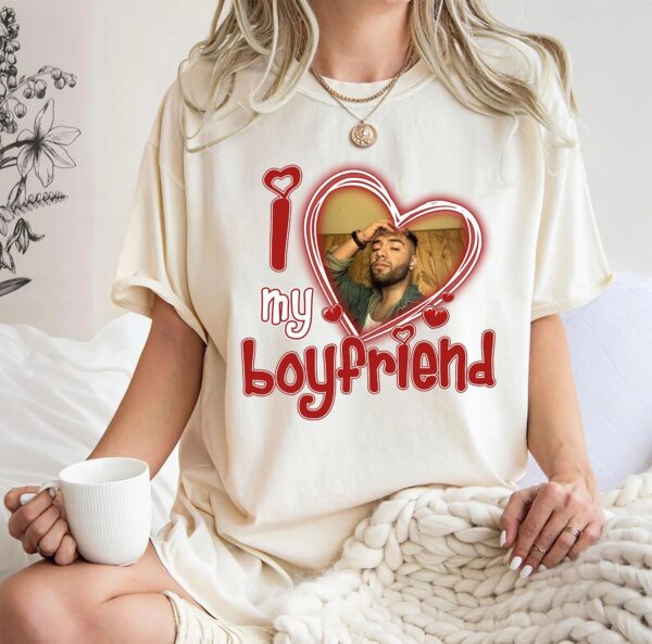 I Love My Boyfriend Shirt Custom Picture, I Love My Boyfriend Custom Photo Shirt, I Love My Boyfriend Shirt Custom Heart Brown, Custom Shirt - Image 2