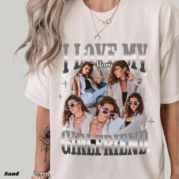 Custom Girlfriend Boyfriend Bootleg Valentine Shirt, Valentine Bootleg Shirt, I Love My Girlfriend Bootleg Shirt, Custom Bootleg Tee - Image 2