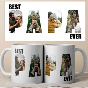 Best Daddy Ever Mug, Custom Father Day Cup, Personalized Photo Collage Mug, Dad Birthday Gift