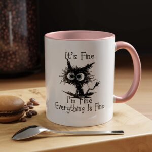 It's Fine I'm Fine Everything is Fine Coffee Mug, Funny, Humor, Cartoon, Gift for Her Him, Present, Birthday, Holiday