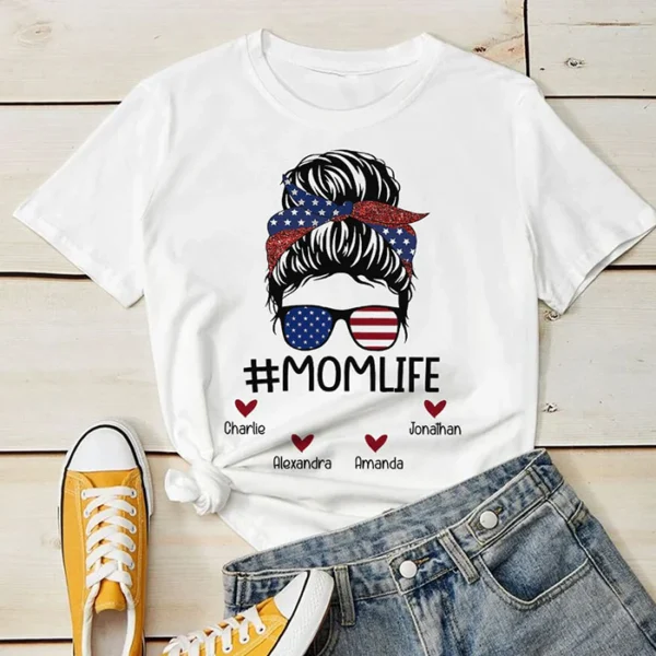 Personalized MomLife Gift For Mom Grandma 4th of July Unisex T-Shirt - Hoodie - Sweatshirt