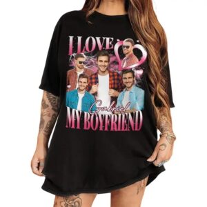 Graphic vintage tee Personalized I Love My Girlfriend Shirt with Custom Photo