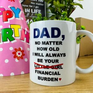 Dad No Matter How Old I Will Always Be Your Financial Burden Mug, Funny Cup For Dad, Fathers Day 2025 Gift, Birthday Gifts Papa