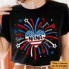 Personalized Heart Fireworks Shirt - 4th of July Celebration Unisex Tee Shirt - Hoodie - Sweatshirt
