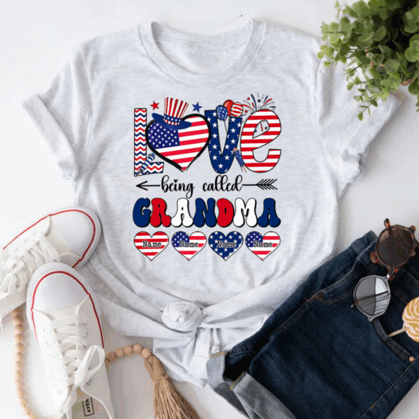 Personalized Grandma Love Being Called Grandma 4th Of July T-Shirt