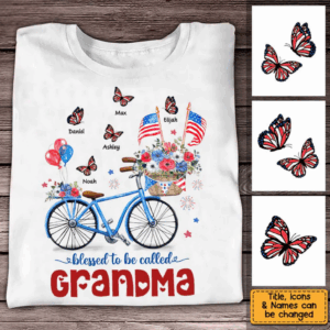 Personalized Gifts For Grandma Bicycle Butterfly Patriotic 4th of July Shirt – Hoodie – Sweatshirt