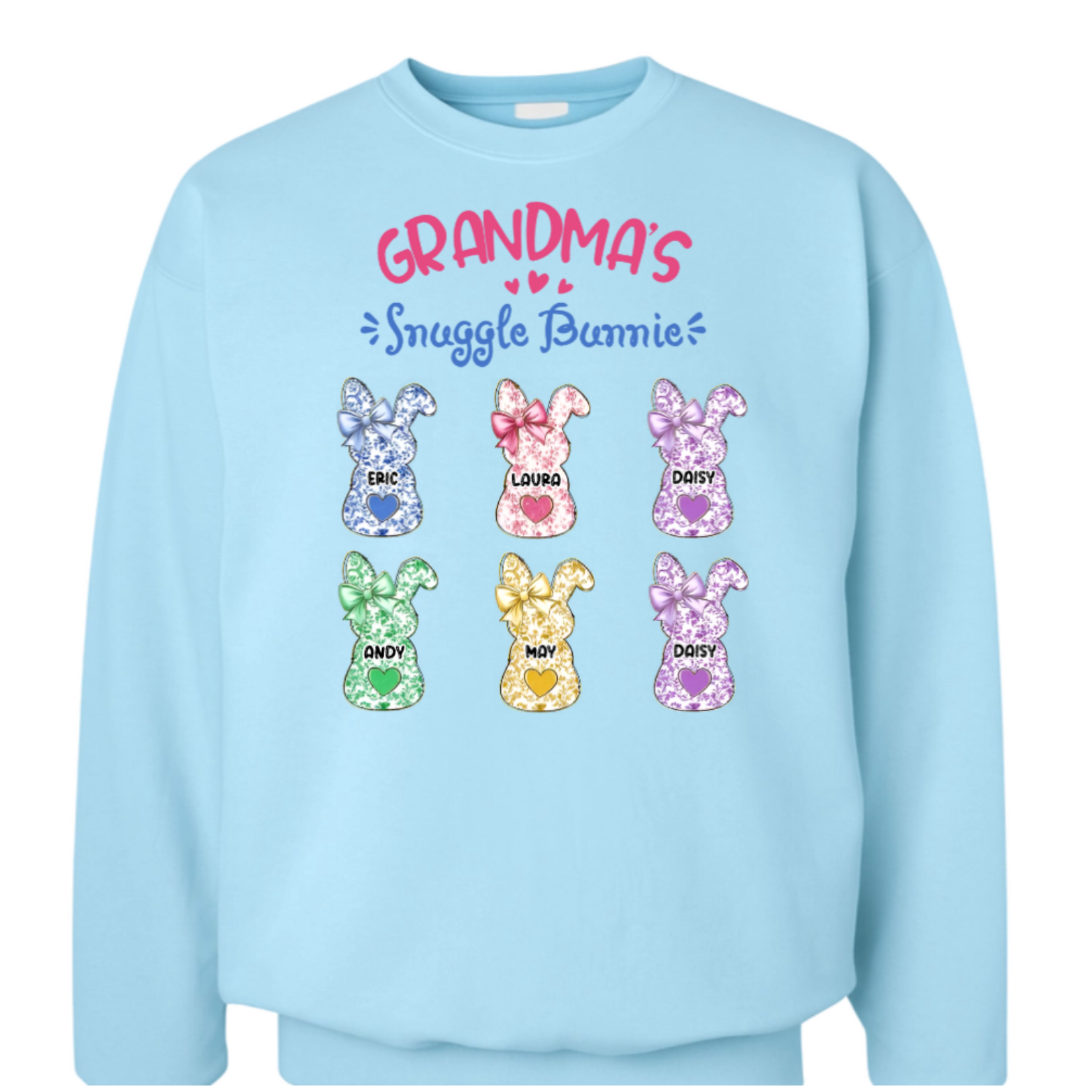 Personalized Grandmas Snuggle Bunnies Ribbon Shirt - Sweatshirt - Hoodie