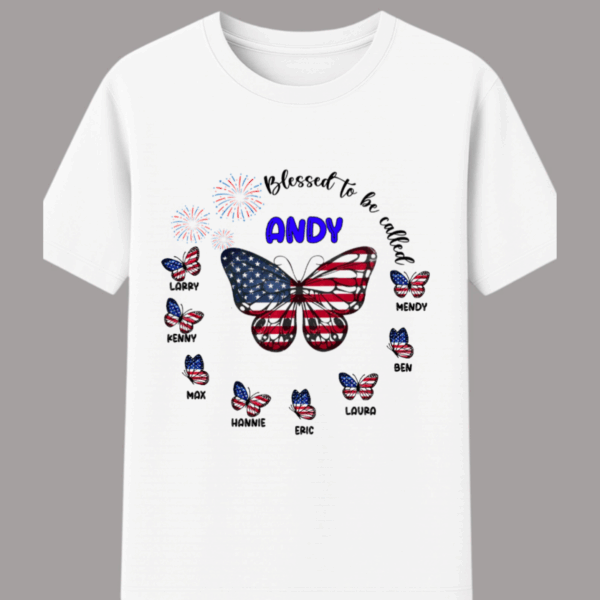 Personalized Gift For Mom Grandma 4th Of July Patriotic Butterfly Shirt – Hoodie – Sweatshirt