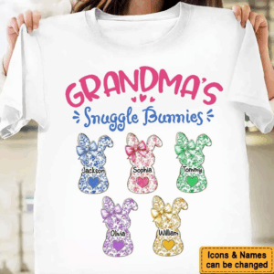 Personalized Grandmas Snuggle Bunnies Ribbon Shirt - Sweatshirt - Hoodie