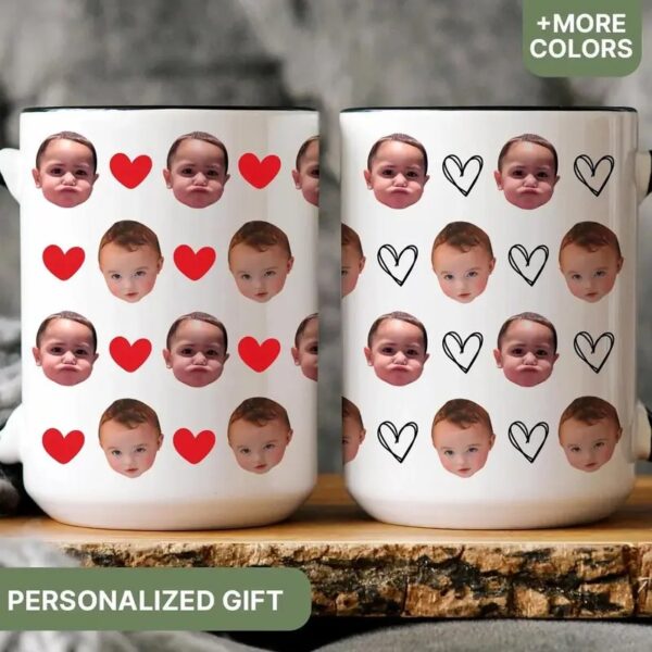 Personalized Father's Day Mug, Custom Coffee Cup with Your Photo,Baby Face or Fist Bump Design, Gift for Dad, Daddy, Papa or Grandpa - Image 2