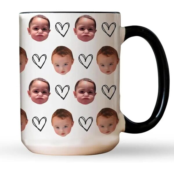 Personalized Father's Day Mug, Custom Coffee Cup with Your Photo,Baby Face or Fist Bump Design, Gift for Dad, Daddy, Papa or Grandpa