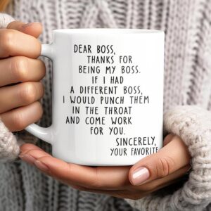 Gift - Dear boss 11oz Mug - Ceramic Coffee Cup, Drinkware Reuse Washable, Ideal for Best Friends, Coworkers Reusable Stylish Tumbler