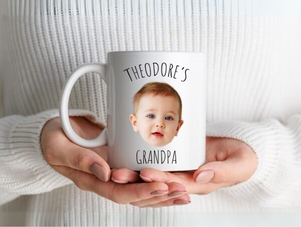 Grandpa Mug Gift, Personalized Baby Face Photo Mug For Grandpa Birthday, Baby Face Coffee Mug