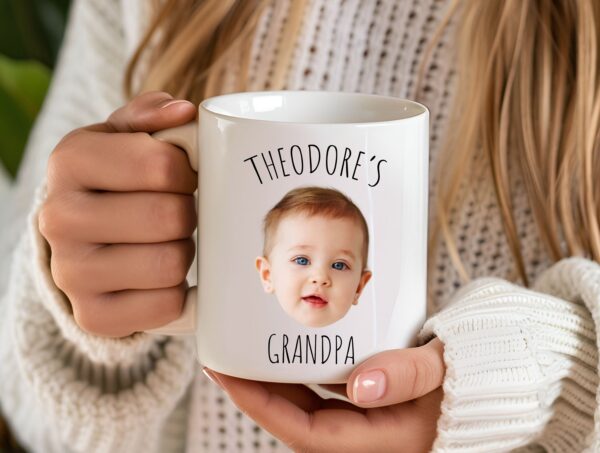 Grandpa Mug Gift, Personalized Baby Face Photo Mug For Grandpa Birthday, Baby Face Coffee Mug - Image 2