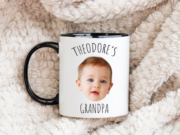 Grandpa Mug Gift, Personalized Baby Face Photo Mug For Grandpa Birthday, Baby Face Coffee Mug