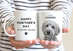 Father's Day Dog Dad Mug, Personalized Pet Mug for Cat Lovers