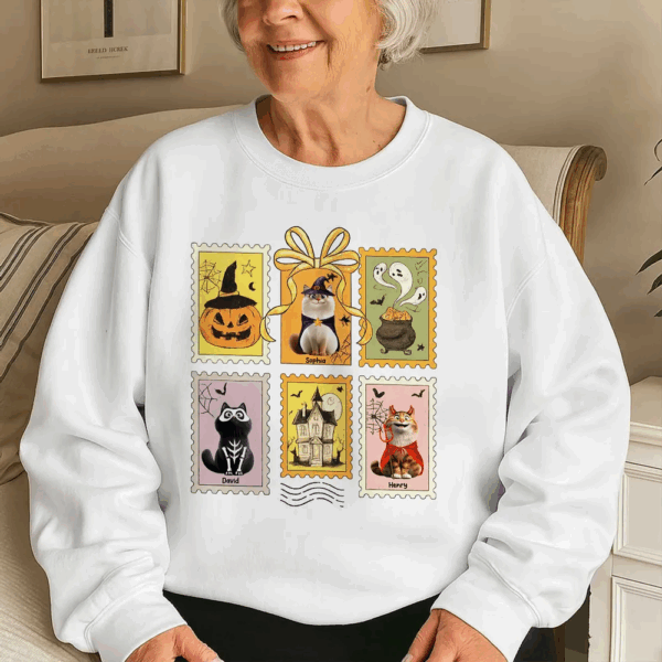 Retro Halloween Cat Cute - Personalized T-Shirt - Sweatshirt - Hoodie - Image 6
