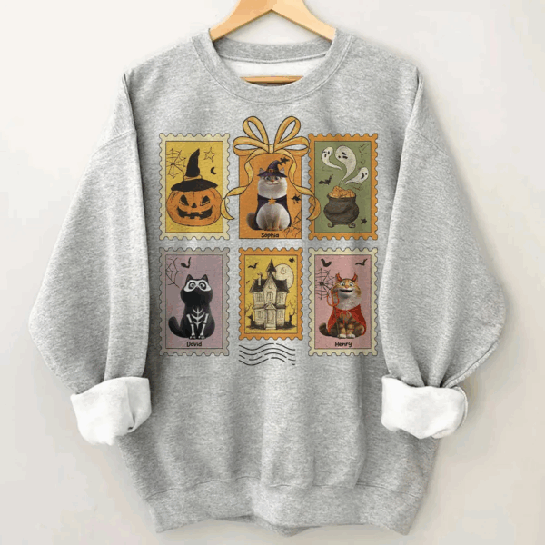 Retro Halloween Cat Cute - Personalized T-Shirt - Sweatshirt - Hoodie - Image 5