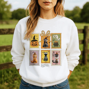 Retro Halloween Cat Cute - Personalized T-Shirt - Sweatshirt - Hoodie
