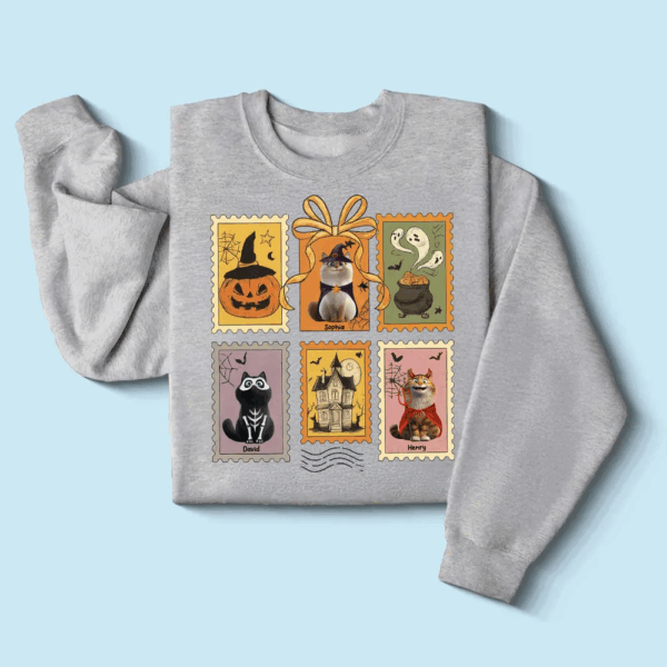 Retro Halloween Cat Cute - Personalized T-Shirt - Sweatshirt - Hoodie - Image 4