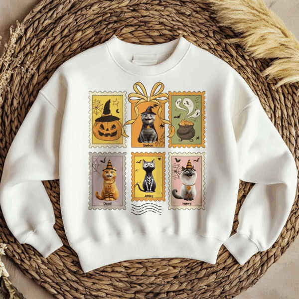 Retro Halloween Cat Cute - Personalized T-Shirt - Sweatshirt - Hoodie - Image 2