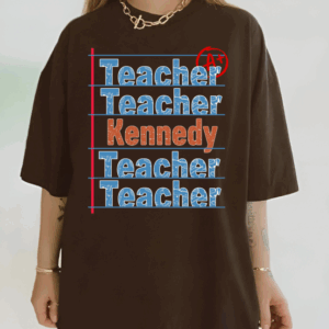 Custom Teacher Name Shirt – A+ Teacher Repeated Design – Gift for Teachers, Back to School, Teacher Appreciation