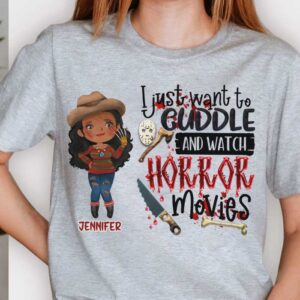 Cuddle and Horror Movies Halloween  - Personalized - T Shirt, Sweatshirt, Hoodie