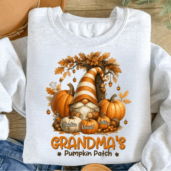 Grandma’s Pumpkin Patch Halloween - Personalized - T Shirt, Sweatshirt, Hoodie - Image 4