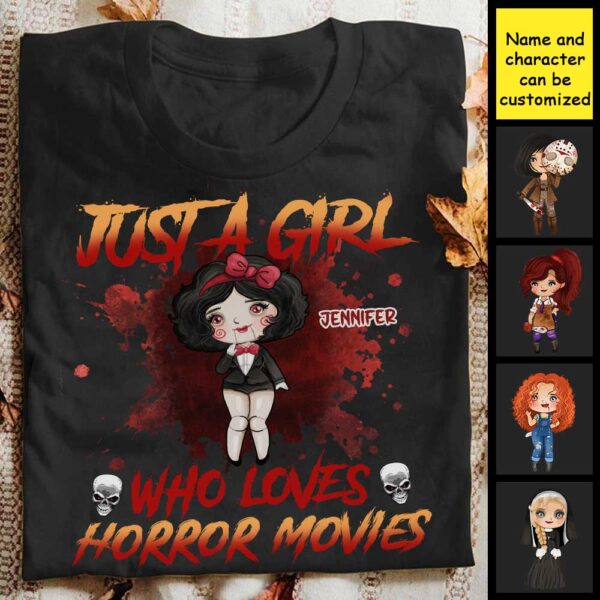 Just A Girl Love Horror Movies – Personalized T Shirt, Sweatshirt, Hoodie - Image 4