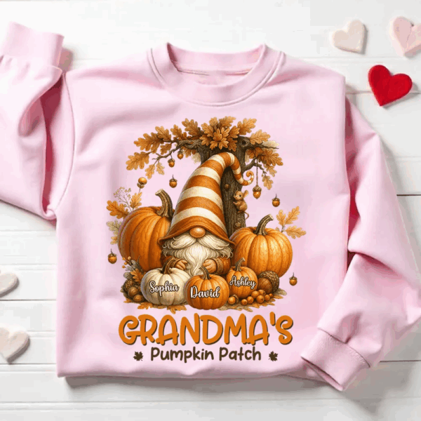Grandma’s Pumpkin Patch Halloween - Personalized - T Shirt, Sweatshirt, Hoodie - Image 3