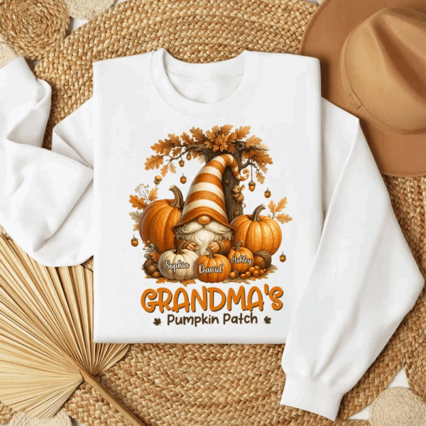 Grandma’s Pumpkin Patch Halloween - Personalized - T Shirt, Sweatshirt, Hoodie - Image 2