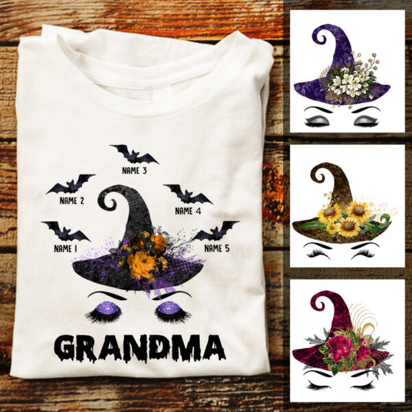 Personalized Grandma Halloween Witch Face - T Shirt, Sweatshirt, Hoodie - Image 5