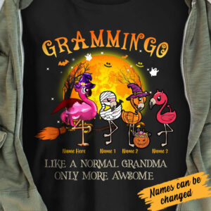 Grandma Flamingo Halloween – Personalized Unisex T Shirt – Sweatshirt – Hoodie