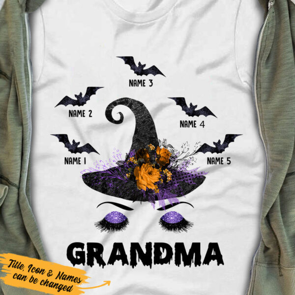 Personalized Grandma Halloween Witch Face - T Shirt, Sweatshirt, Hoodie - Image 3