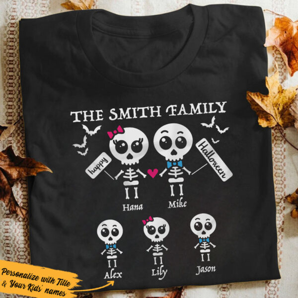 Halloween Skeleton Family – Personalized Unisex T Shirt – Sweatshirt – Hoodie - Image 3
