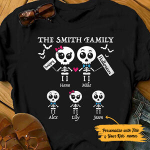 Alternative view of Halloween Skeleton Family – Personalized Unisex T Shirt – Sweatshirt – Hoodie