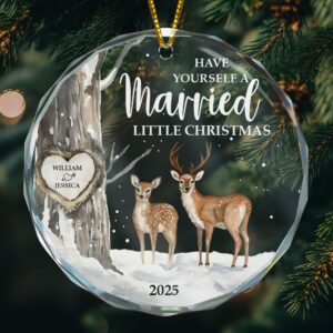 Married Little Christmas – Personalized Glass Ornament