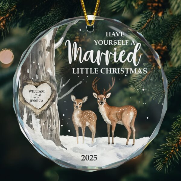 Married Little Christmas – Personalized Glass Ornament