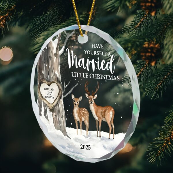 Married Little Christmas – Personalized Glass Ornament - Image 3