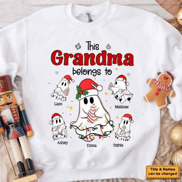 Halloween Christmas Boo Grandma Shirt   - Personalized - T Shirt, Sweatshirt, Hoodie - Image 3