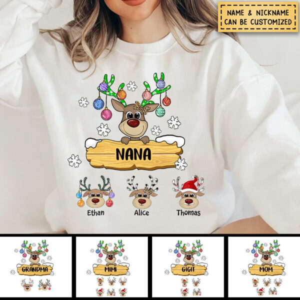 Reindeer Family Christmas  - Personalized - T Shirt, Sweatshirt, Hoodie - Image 4