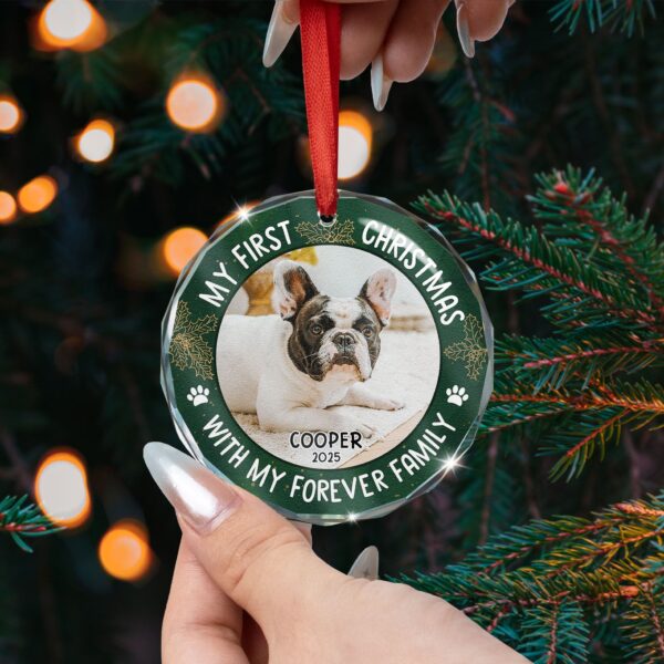 Personalized Pet First Christmas Ornament – Custom Glass Photo Keepsake for Dogs And Cats - Image 3