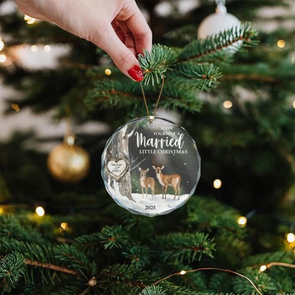 Married Little Christmas – Personalized Glass Ornament - Image 4