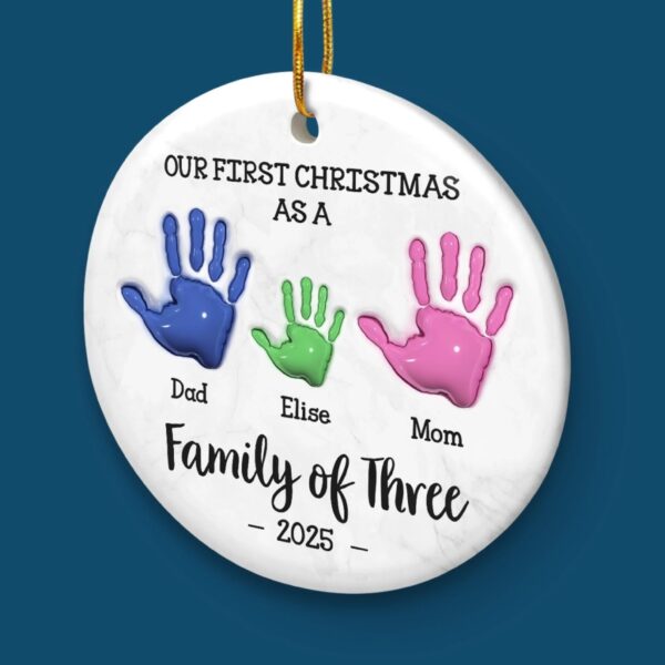 Personalized Ceramic Ornament – Custom Christmas & Birthday Gift for Mom, Dad, and Kids – Our First Handprint Keepsake - Image 4