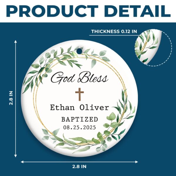 Personalized Baptism Ceramic Ornament – Custom Christian Gift for Christmas - Image 5