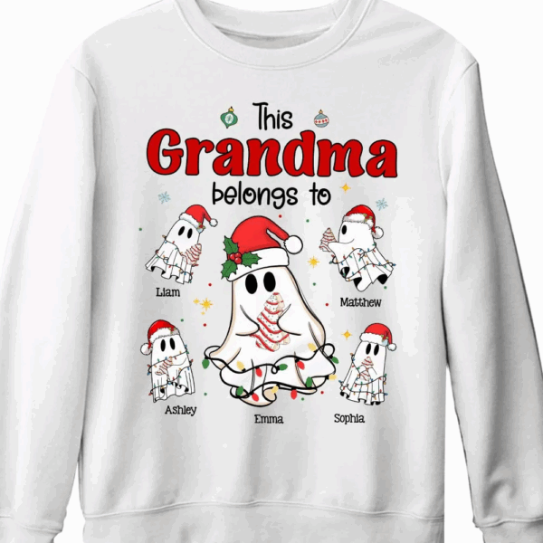 Halloween Christmas Boo Grandma Shirt   - Personalized - T Shirt, Sweatshirt, Hoodie - Image 5