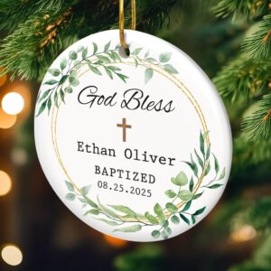 Alternative view of Personalized Baptism Ceramic Ornament – Custom Christian Gift for Christmas