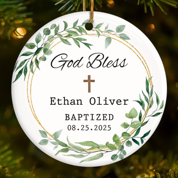 Personalized Baptism Ceramic Ornament – Custom Christian Gift for Christmas - Image 3