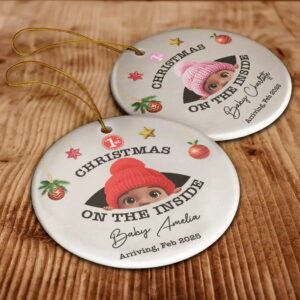 Alternative view of Baby’s First Christmas on the Inside – Personalized Ceramic Ornament